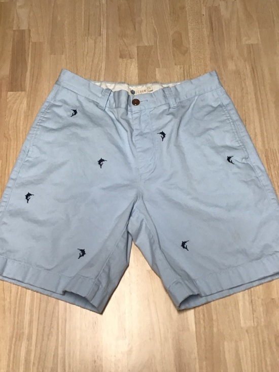 J. Crew Other - J. Crew Light Blue Embroidered Marlin Flat-Front Shorts